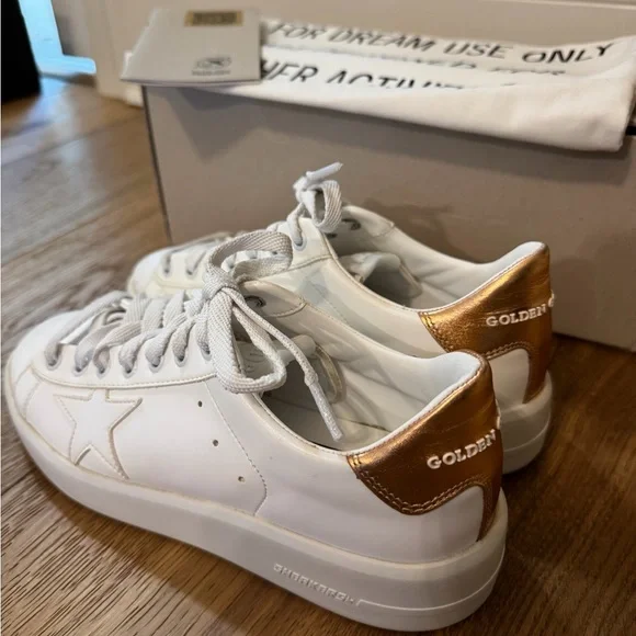 Golden Goose White Sneakers with Gold Heel - Picture 2 of 8